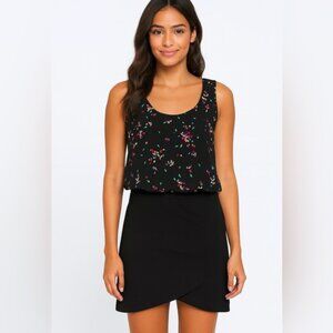 Sezane Women's Black Floral Sleeveless Mini Dress Size 36
